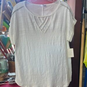 Elegant White Blouse with Crisscross Design